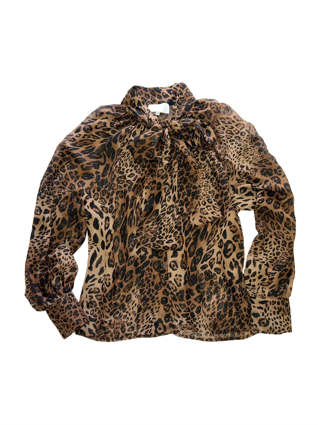Leopard print blouse with bow /327508