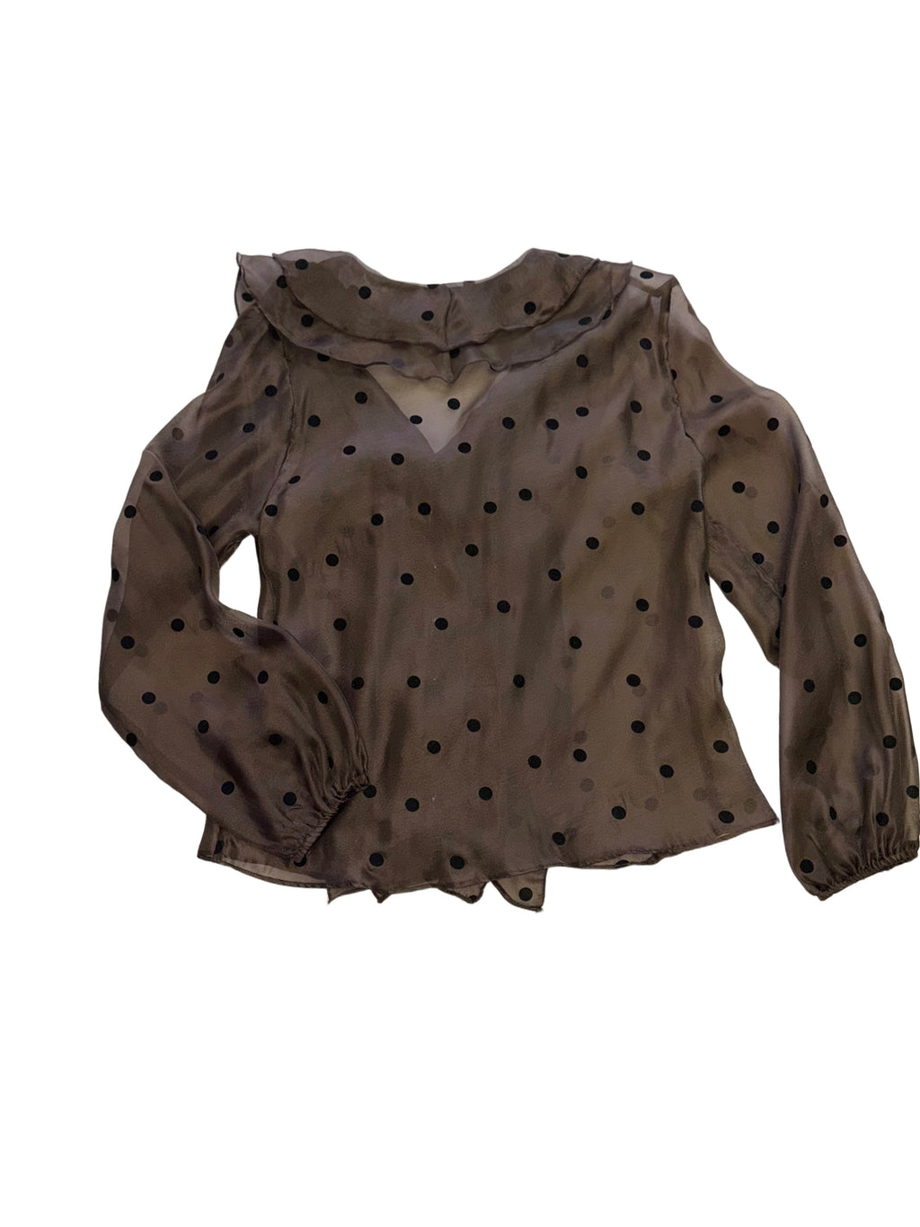 Chocolate polka-dot ruffle blouse / 327505