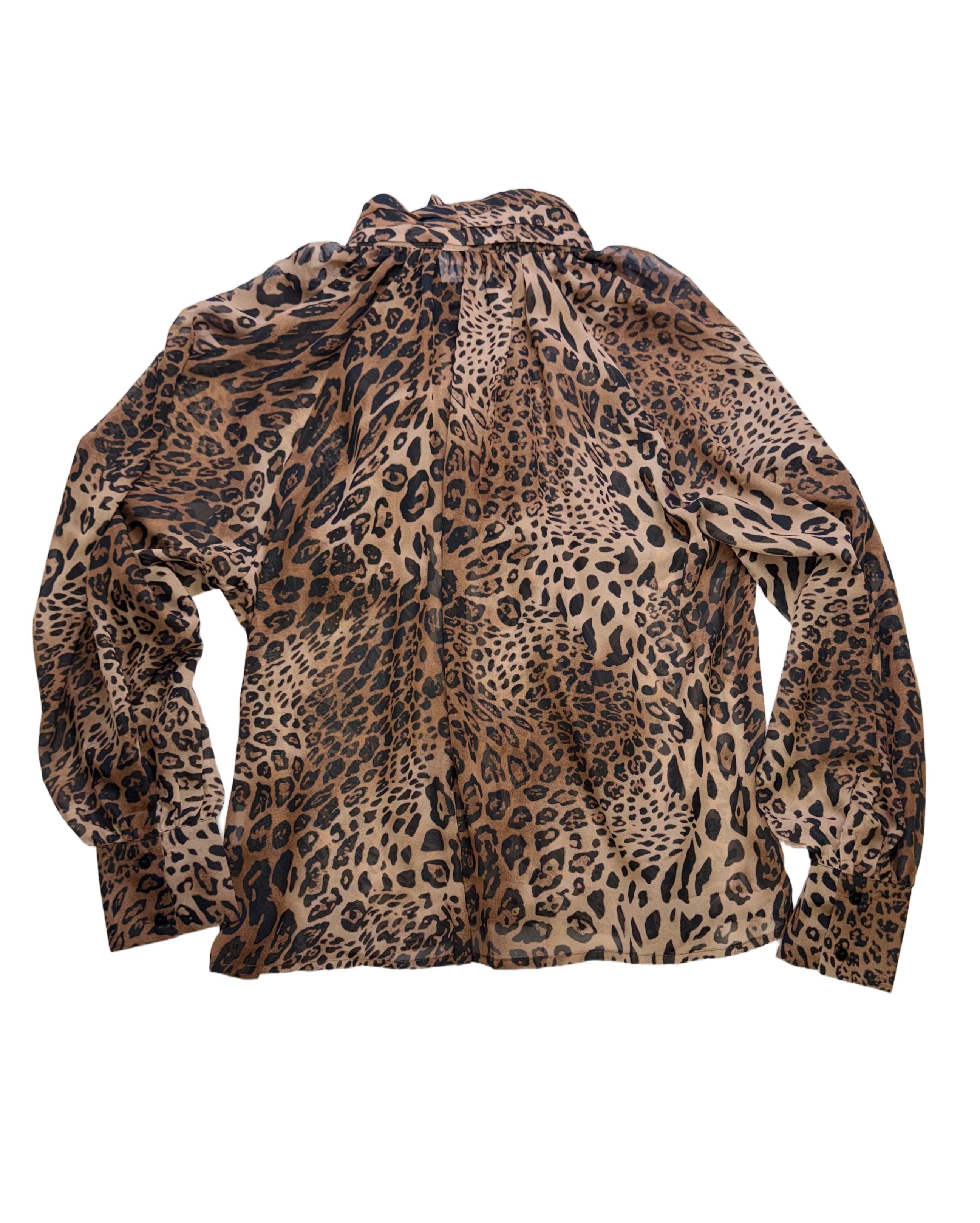 Leopard print blouse with bow /327508