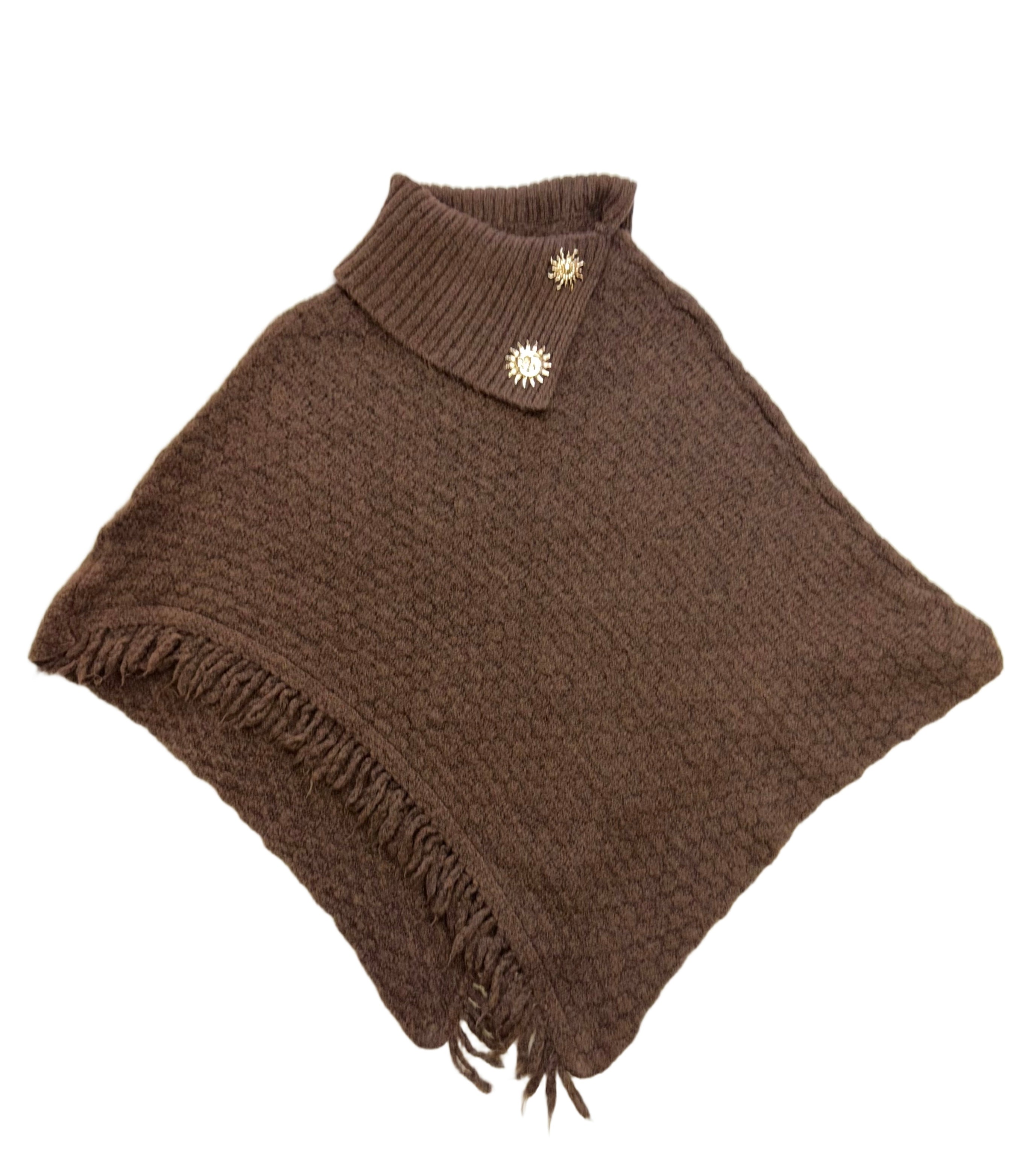 Brown poncho with jewel buttons / 327409