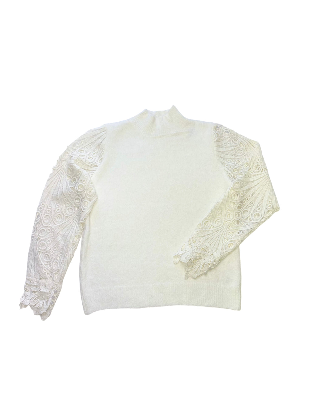 White sweater with lace sleeves / 327521