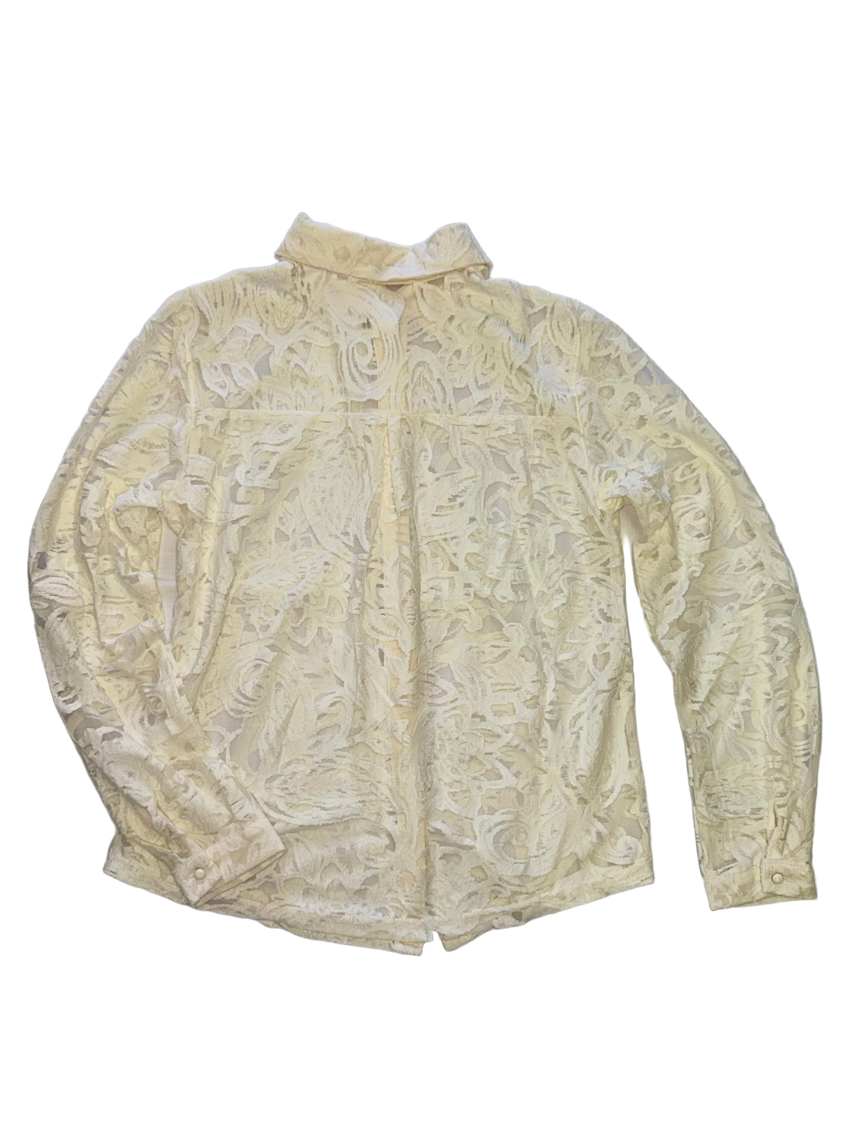 Beige embroidered sheer shirt / 327520