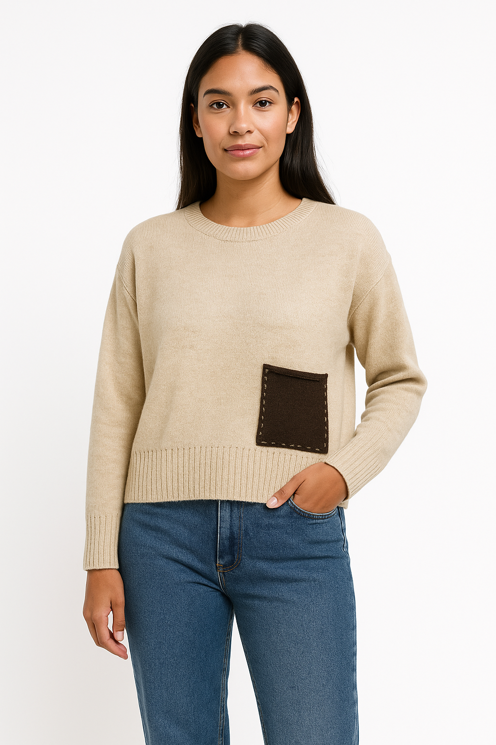 Sweater with contrast pocket / 327138