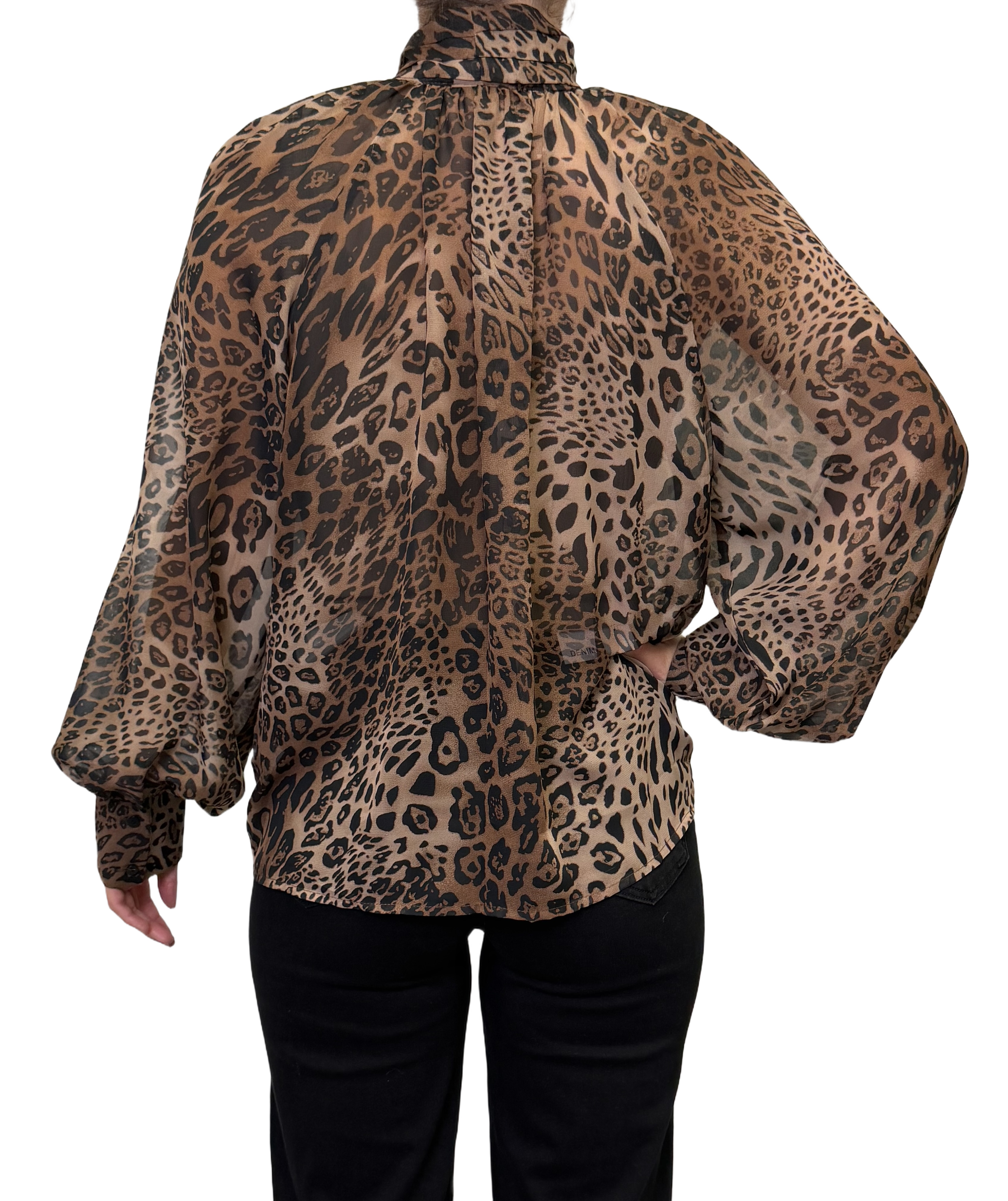 Leopard print blouse with bow / 327508
